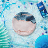 Mystic Elegance | Blauwgroen Blauwe en Roos Gouden Papieren Bordje (Feest)