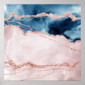 Mystic Elegance | Blauwgroen Blauwe en Roos Gouden Poster (Voorkant)