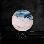 Mystic Elegance | Blauwgroen Blauwe en Roos Gouden Ronde Klok