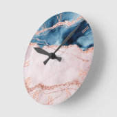 Mystic Elegance | Blauwgroen Blauwe en Roos Gouden Ronde Klok (Hoek)