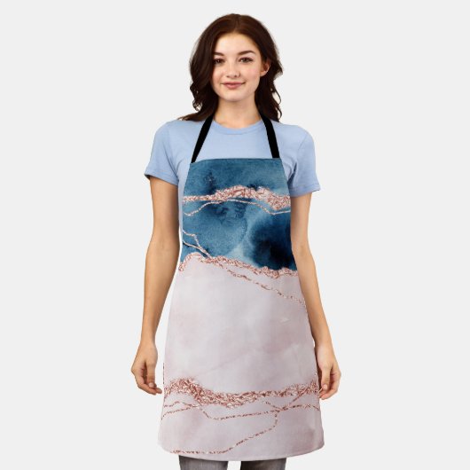 Mystic Elegance | Blauwgroen Blauwe en Roos Gouden Schort (Gedragen)