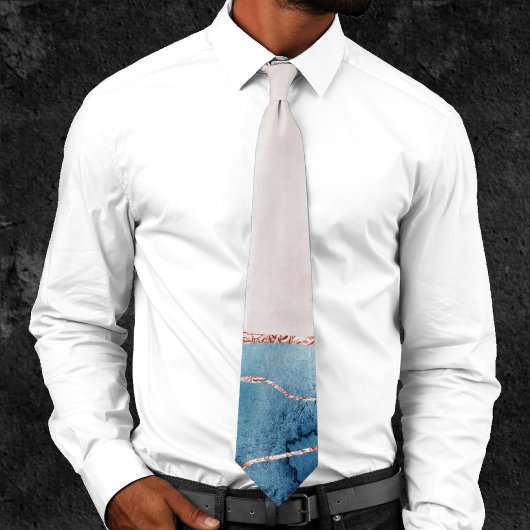 Mystic Elegance | Blauwgroen Blauwe en Roos Gouden Stropdas