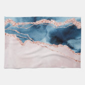 Mystic Elegance | Blauwgroen Blauwe en Roos Gouden Theedoek (Horizontaal)