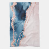 Mystic Elegance | Blauwgroen Blauwe en Roos Gouden Theedoek (Verticaal)