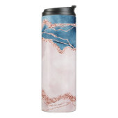 Mystic Elegance | Blauwgroen Blauwe en Roos Gouden Thermosbeker (Gedraaid links)