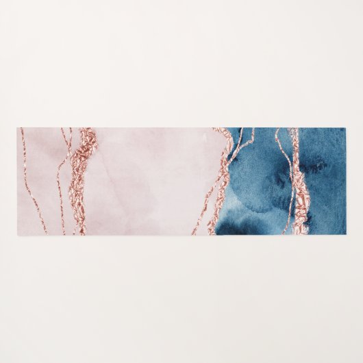 Mystic Elegance | Blauwgroen Blauwe en Roos Gouden Yogamat (Achterkant (horizontaal))