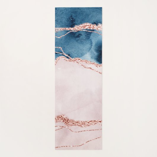 Mystic Elegance | Blauwgroen Blauwe en Roos Gouden Yogamat (Achterkant)
