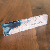 Mystic Elegance | Blauwgroen Blue en Roos Gold Bra Naambordje (Zijkant)