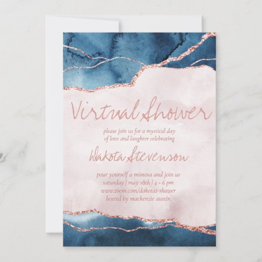 Mystic Elegance | Blauwroze Agate Virtual Shower Kaart (Voorkant)