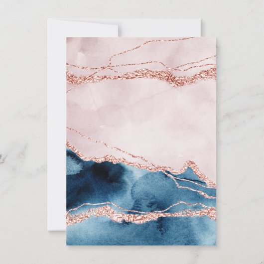 Mystic Elegance | Blauwroze bruidsroze bruiloft Kaart (Achterkant)