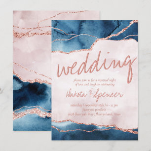 Mystic Elegance   Blauwroze bruidsroze bruiloft Kaart