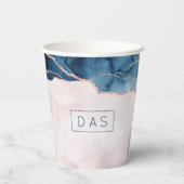 Mystic Elegance | Monogram Blauwgroen Blush Pink A Papieren Bekers (Achterkant)