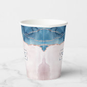 Mystic Elegance | Monogram Blauwgroen Blush Pink A Papieren Bekers (Rechts)