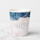 Mystic Elegance | Monogram Blauwgroen Blush Pink A Papieren Bekers (Voorkant)