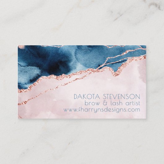 Mystic Elegance | Monogram Blauwgroen Blush Pink A Visitekaartje (Achterkant)