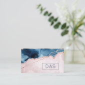 Mystic Elegance | Monogram Blauwgroen Blush Pink A Visitekaartje (Staand voorkant)
