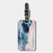 Mystic Elegance | Monogram Blauwgroen Roze Peach A Bagagelabel (Voorkant verticaal)