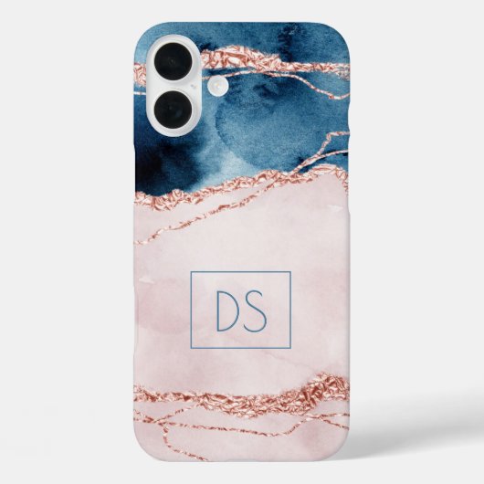 Mystic Elegance | Monogram Blauwgroen Roze Peach A Case-Mate iPhone Case (Achterkant)