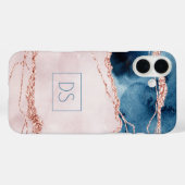 Mystic Elegance | Monogram Blauwgroen Roze Peach A Case-Mate iPhone Case (Achterkant (horizontaal))