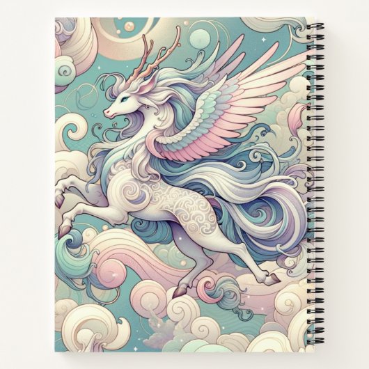 Mystic Elegance: Pastel Kirin fluistert Notitieboek (Achterkant)