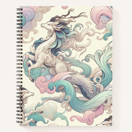 Mystic Elegance: Pastel Kirin fluistert Notitieboek (Voorkant)