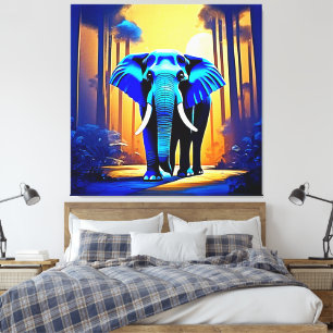 Mystic Elephant: Sunset Forest-reis Canvas Afdruk