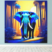 Mystic Elephant: Sunset Forest-reis Canvas Afdruk (Insitu (Houten vloer))