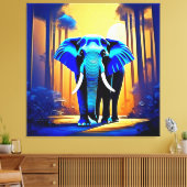 Mystic Elephant: Sunset Forest-reis Canvas Afdruk (Insitu (Woonkamer))