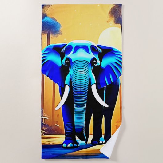 Mystic Elephant: Sunset Forest-reis Strandlaken (Voorkant)