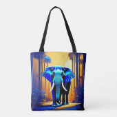 Mystic Elephant: Sunset Forest-reis Tote Bag (Achterkant)