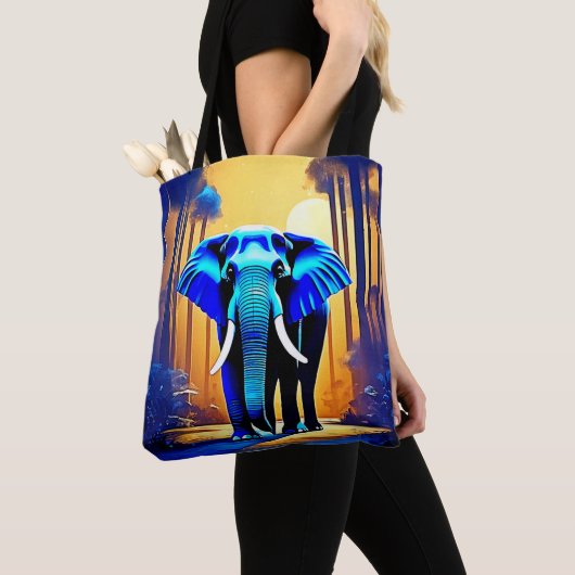 Mystic Elephant: Sunset Forest-reis Tote Bag (Dichtbij)
