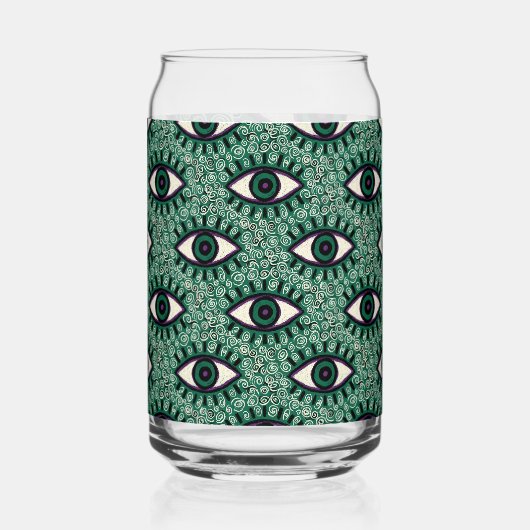 "Mystic Emerald Eyes" - Psychedelic Swirl Seamless Blikvorm Glas (Voorkant)