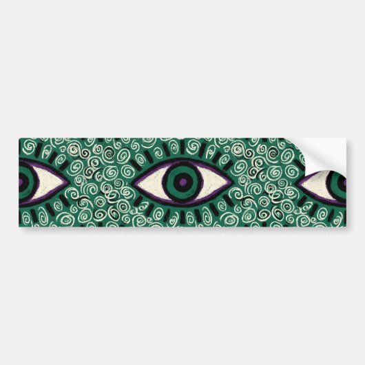 "Mystic Emerald Eyes" - Psychedelic Swirl Seamless Bumpersticker (Voorkant)