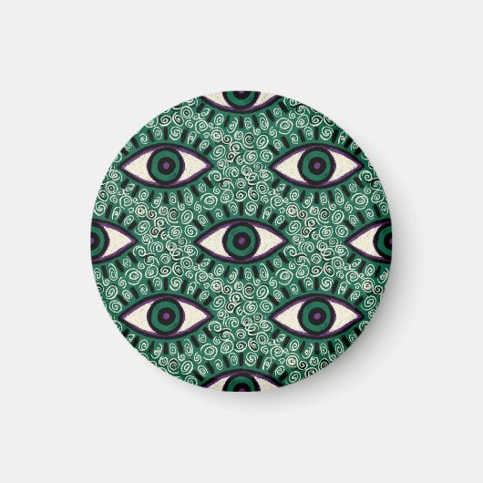 "Mystic Emerald Eyes" - Psychedelic Swirl Seamless Magneet (Voorkant)