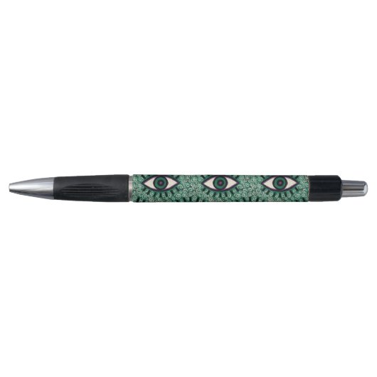 "Mystic Emerald Eyes" - Psychedelic Swirl Seamless Pen (Voorkant)