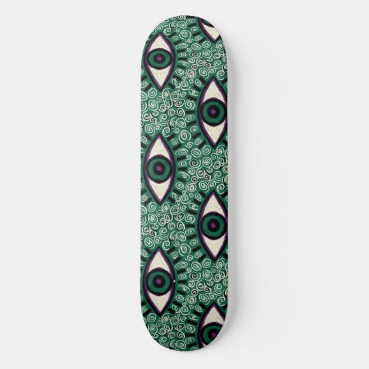 "Mystic Emerald Eyes" - Psychedelic Swirl Seamless Persoonlijk Skateboard (Voorkant)
