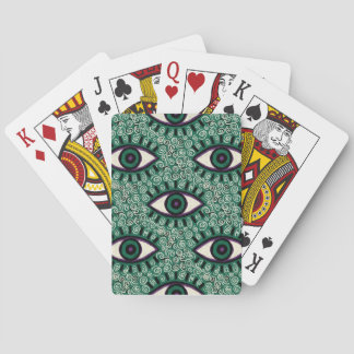 "Mystic Emerald Eyes" - Psychedelic Swirl Seamless Pokerkaarten