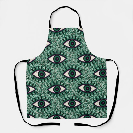 "Mystic Emerald Eyes" - Psychedelic Swirl Seamless Schort (Voorkant)