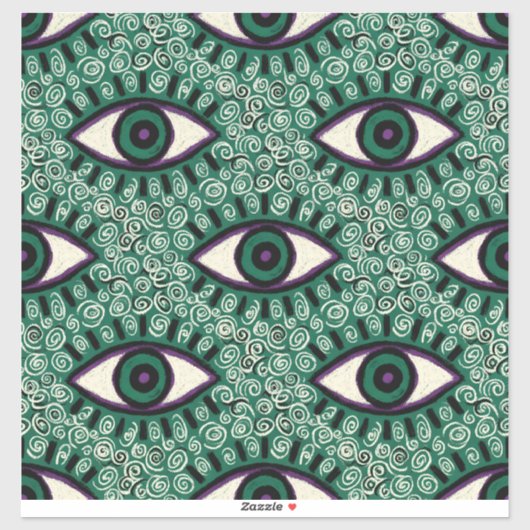 "Mystic Emerald Eyes" - Psychedelic Swirl Seamless Sticker (Vel)