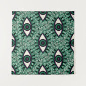 "Mystic Emerald Eyes" - Psychedelic Swirl Seamless Wandkleed (Voorkant (horizontaal))