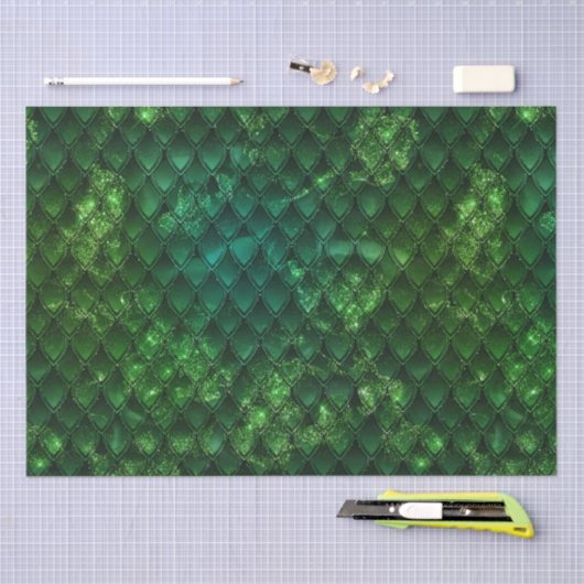 Mystic Emerald Fantasy Green Dragon Scale Pattern Tissuepapier (Craft)