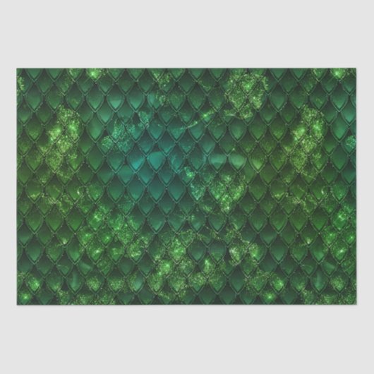 Mystic Emerald Fantasy Green Dragon Scale Pattern Tissuepapier (Voorkant)