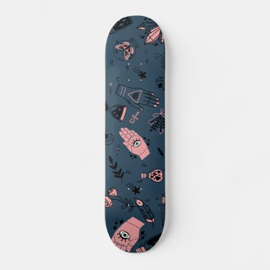 Mystic Esoteric Pink Evil Eye Hand Potion Navy Persoonlijk Skateboard (Voorkant)