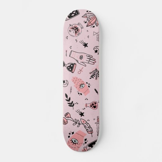 Mystic Esoteric Pink Evil Hand Potion Stars Persoonlijk Skateboard (Voorkant)