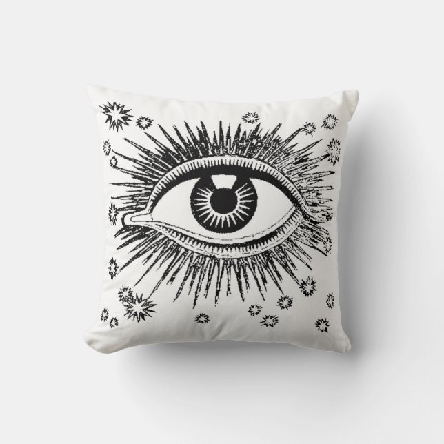 Mystic Eye/Baroque  Design Black op White Kussen (Voorkant)