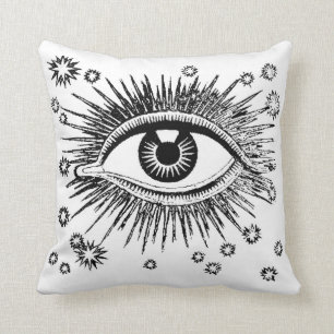 Mystic Eye/Baroque  Design Black op White Kussen