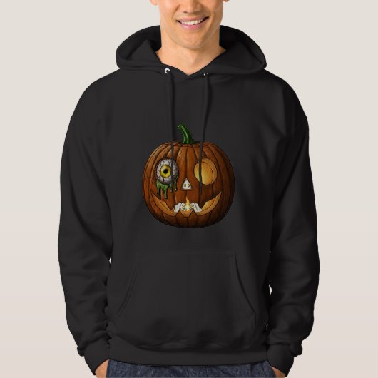Mystic Eyeball & Skeleton Hands Jack-O-Lantern Hoodie (Voorkant)