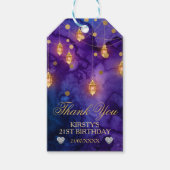 Mystic Fantasy Night Lantern & Bokeh Birthday Cadeaulabel (Voorkant)