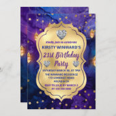 Mystic Fantasy Night Lantern & Bokeh Birthday Kaart (Voorkant / Achterkant)