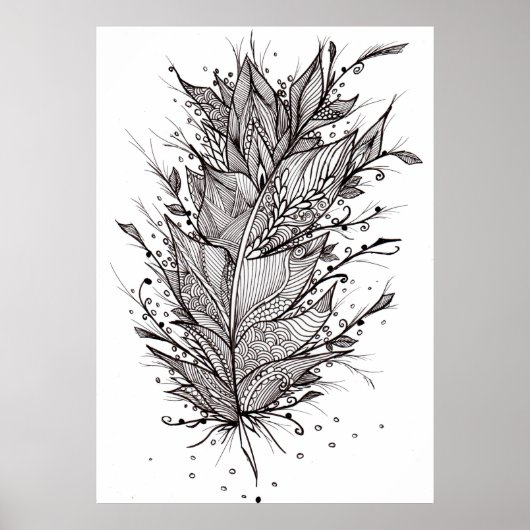 Mystic Feather Lineart Poster (Voorkant)